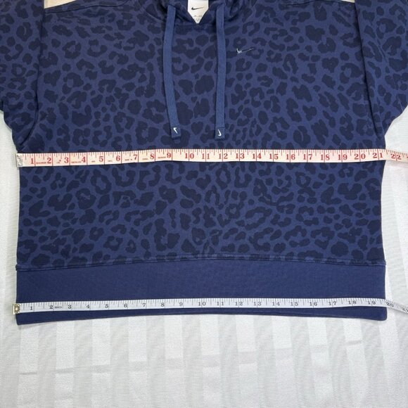 Nike DriFit Get Fit Hoodie Animal Print Pullover Cropped Women’s Sz XS Navy - Picture 5 of 11